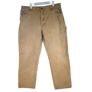 Dickies Carpenter Pants Mens 38x32 Brown Canvas Distressed Workwear Utility